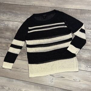 Ann Taylor Striped Black and Cream Sweater EUC Small